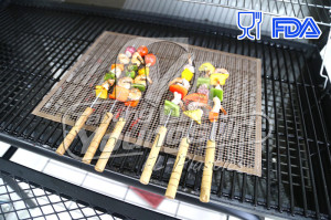 2 pack Copper Grill Mat,Lpartsol Reusable PTFE Coated Non-stick Silicone BBQ Baking Grill Sheet Mat 